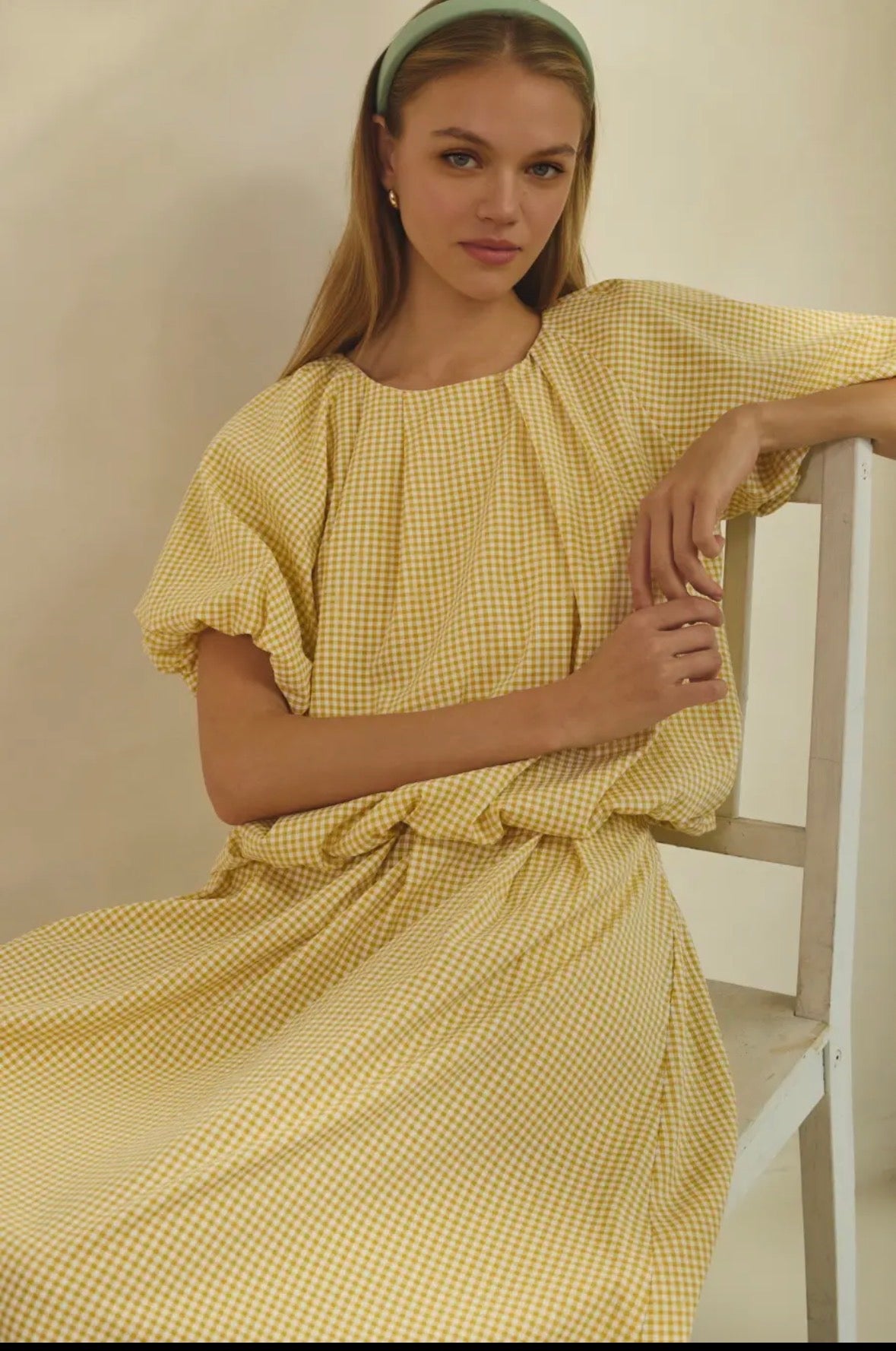 *Plus* Short Sleeve Gingham Matching Set
