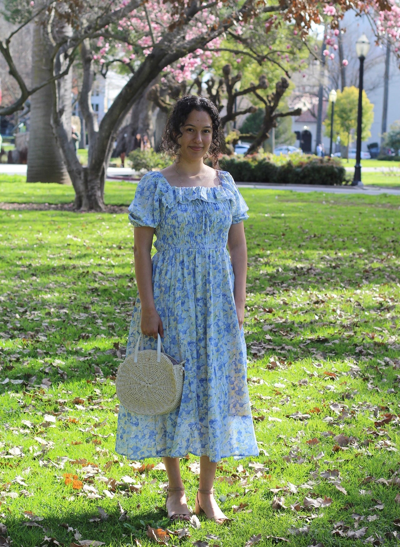 Floral Blue Midi Dress