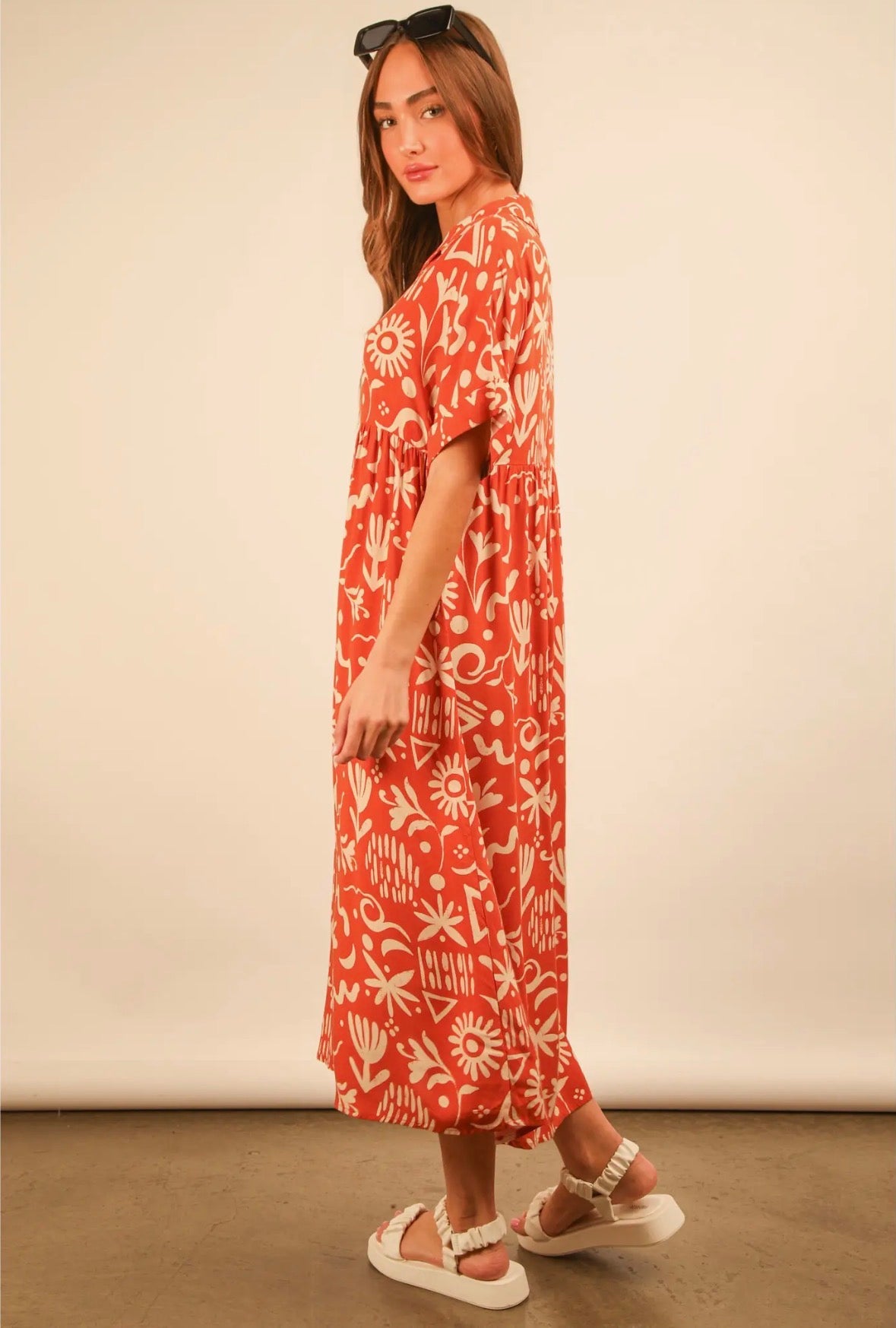 *Plus* Summer Breeze Oversized Shirt Midi Dress