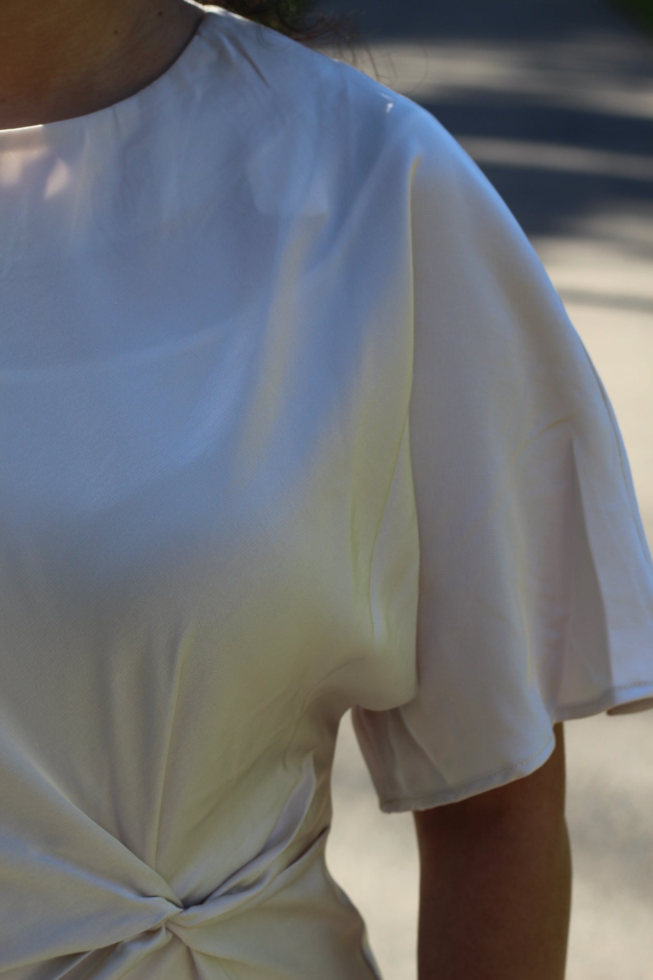 Cream Satin Midi Dress