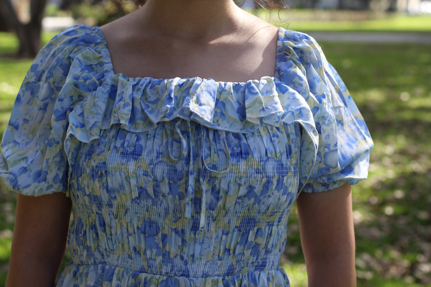 Floral Blue Midi Dress