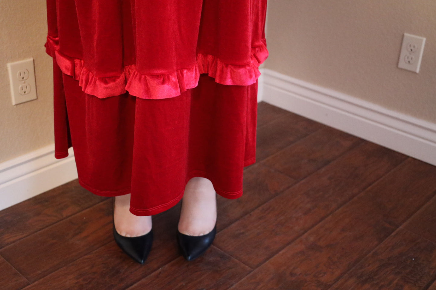 Ava Plus Velvet Tiered Dress