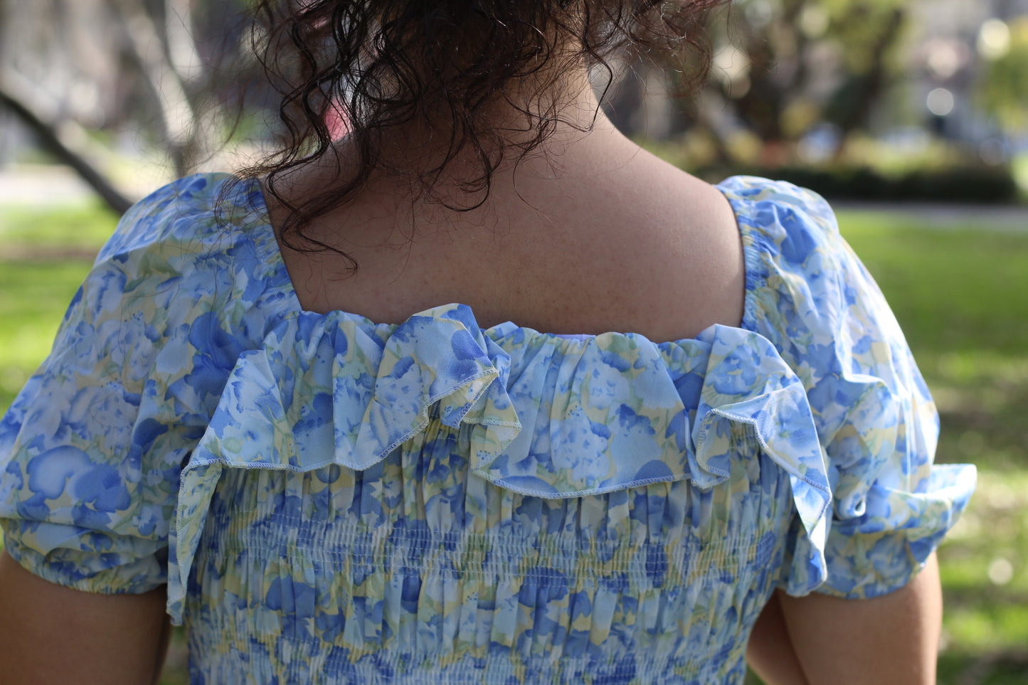 Floral Blue Midi Dress