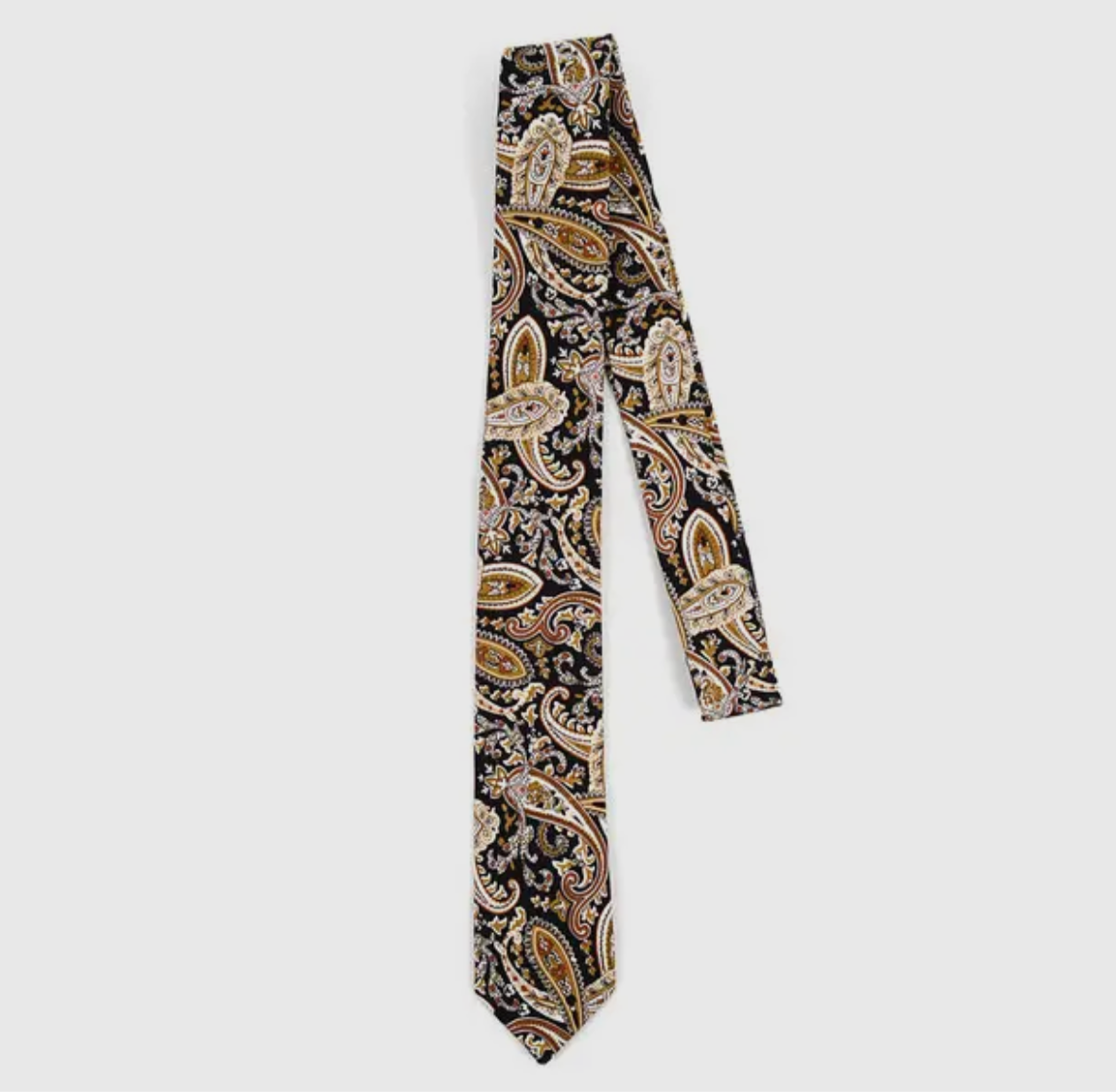 Paisley Black & Gold 2.50” Cotton Slim Tie