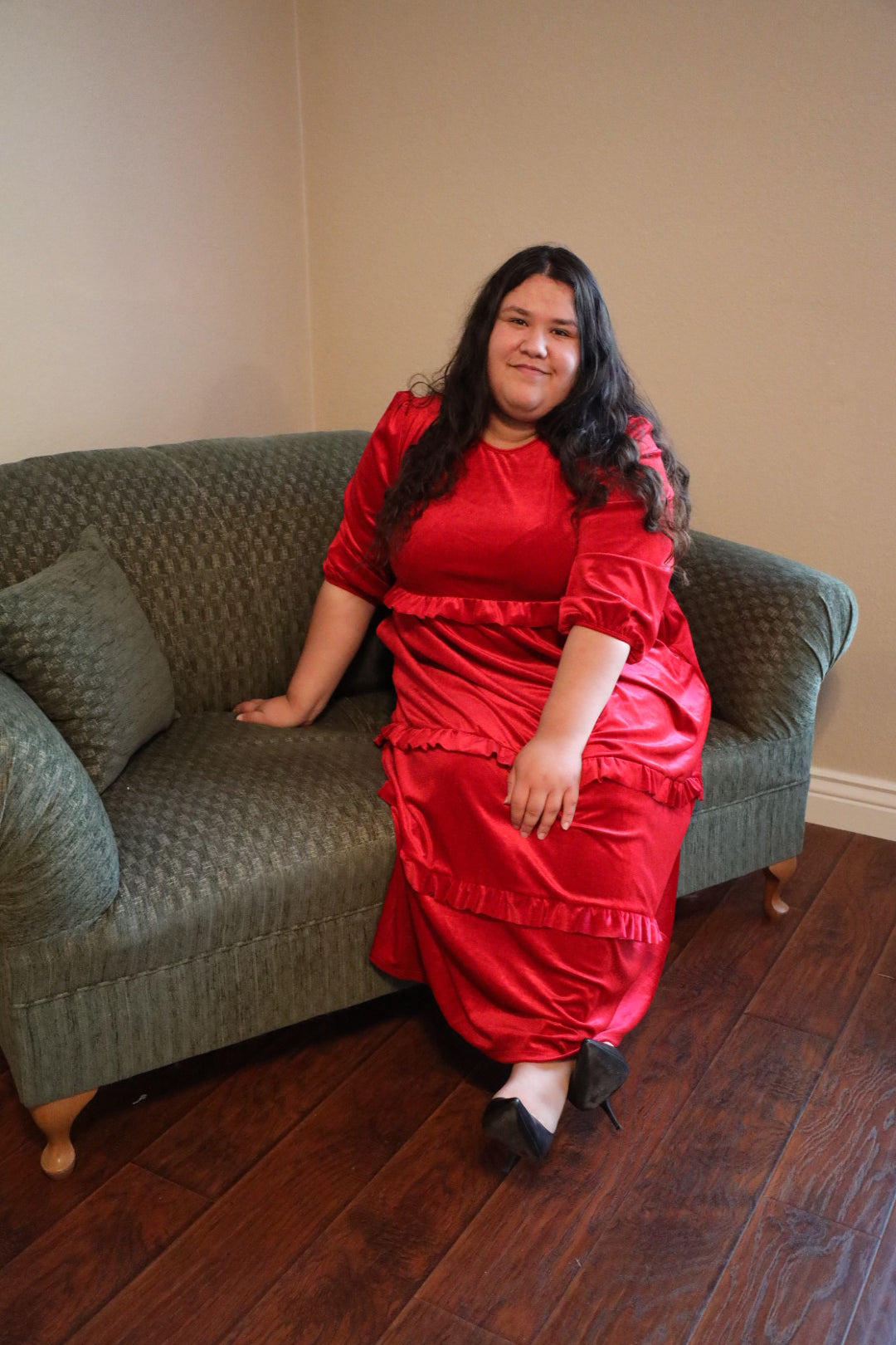 Ava Plus Velvet Tiered Dress