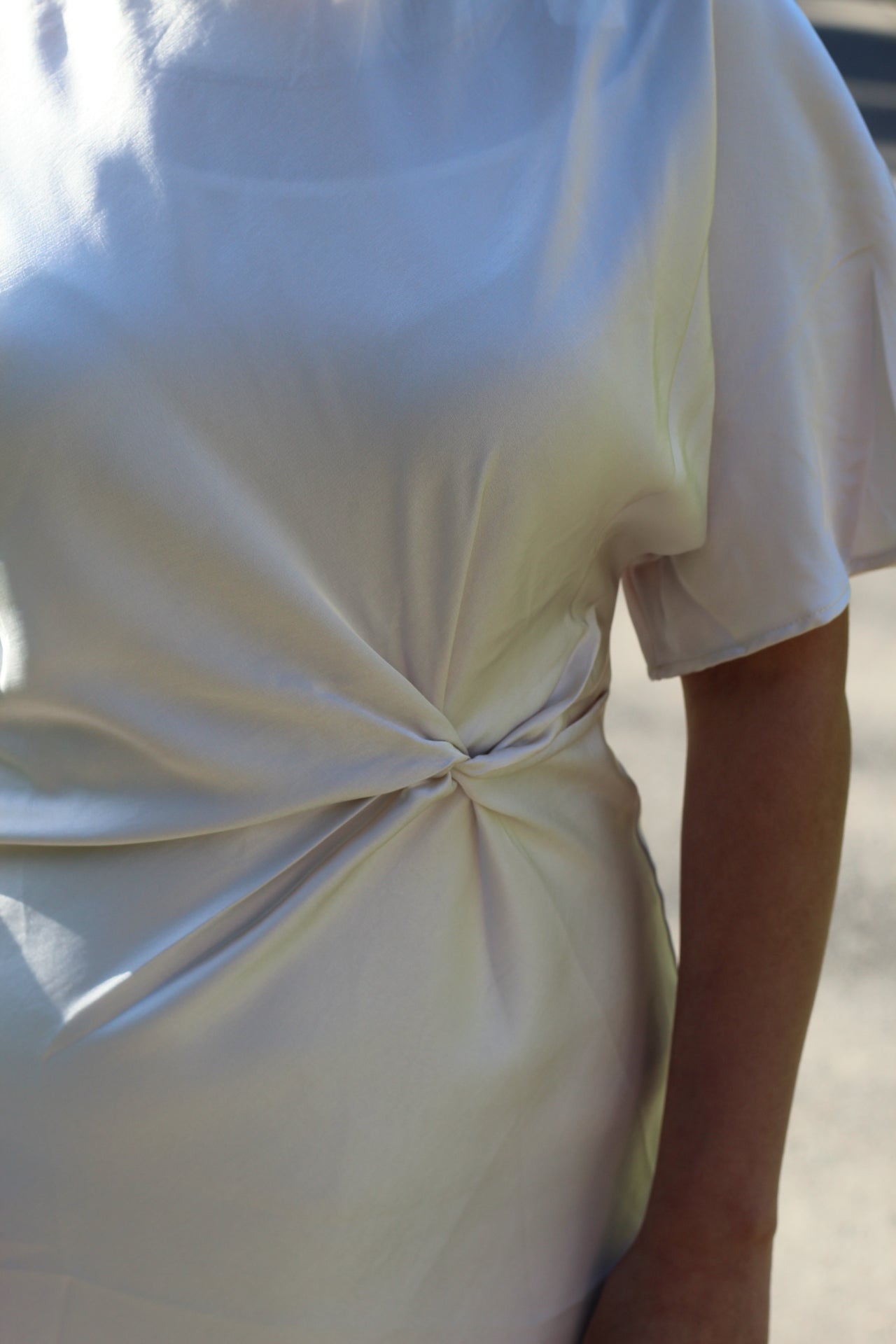 Cream Satin Midi Dress