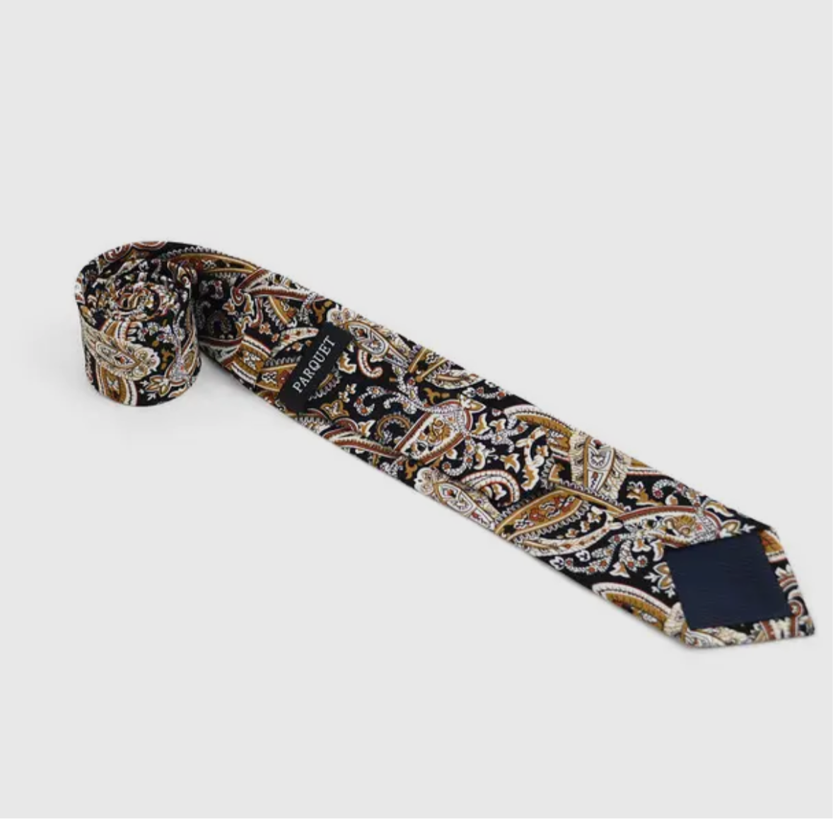 Paisley Black & Gold 2.50” Cotton Slim Tie