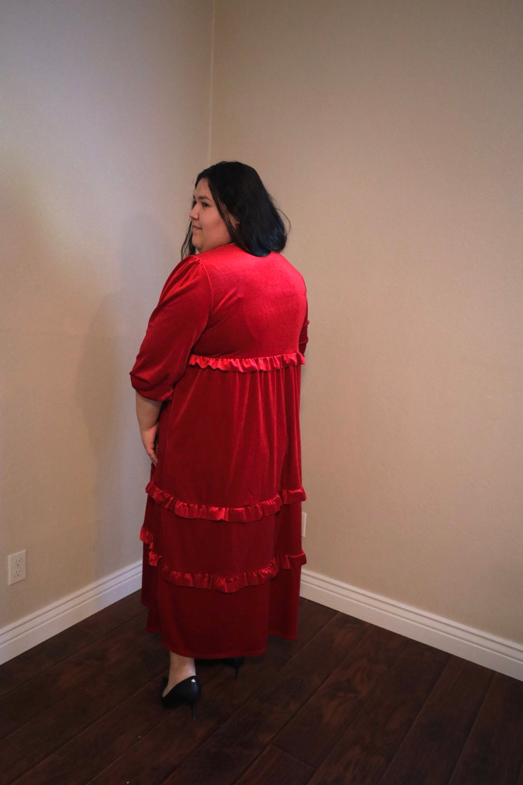 Ava Plus Velvet Tiered Dress