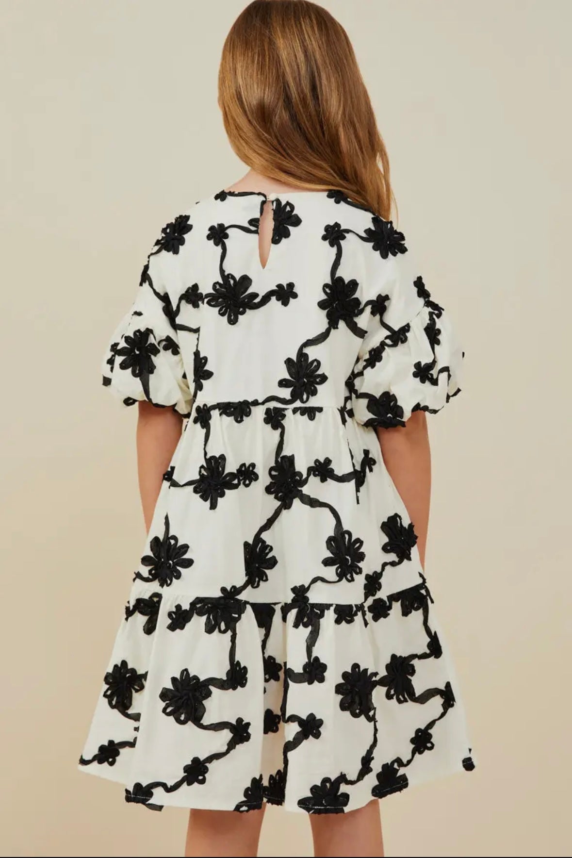 Floral Applique Ruffled Dress