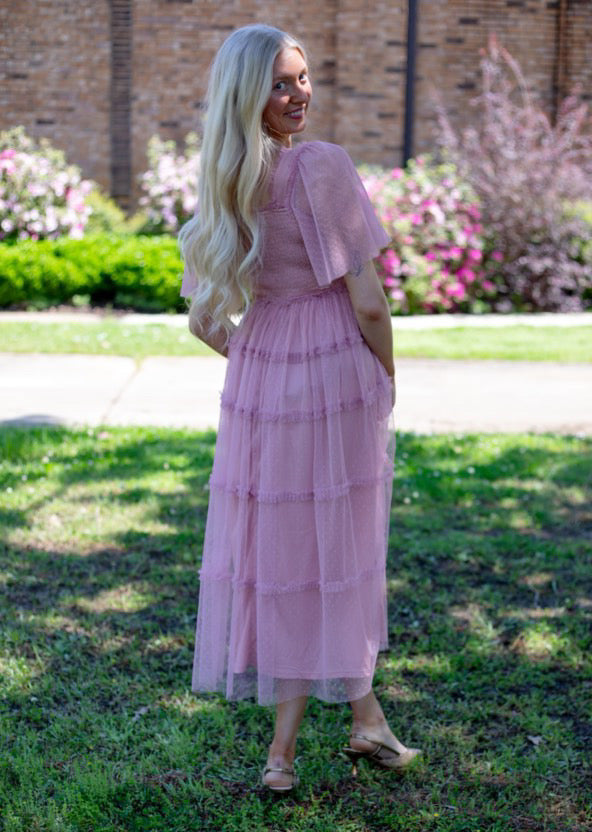 Grace Ruffled Mesh Dress