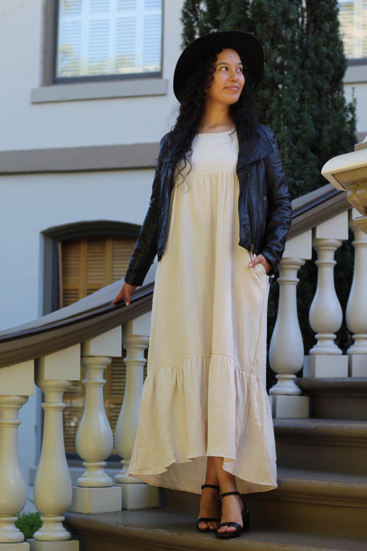 Hazel Cotton Gauze Ruffle Dress