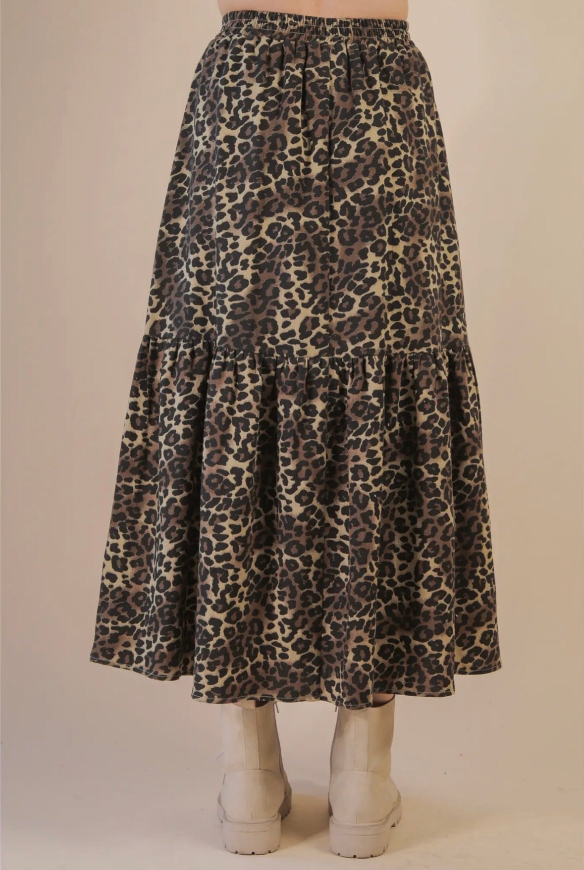 Plus Button Down Leopard Maxi Skirt