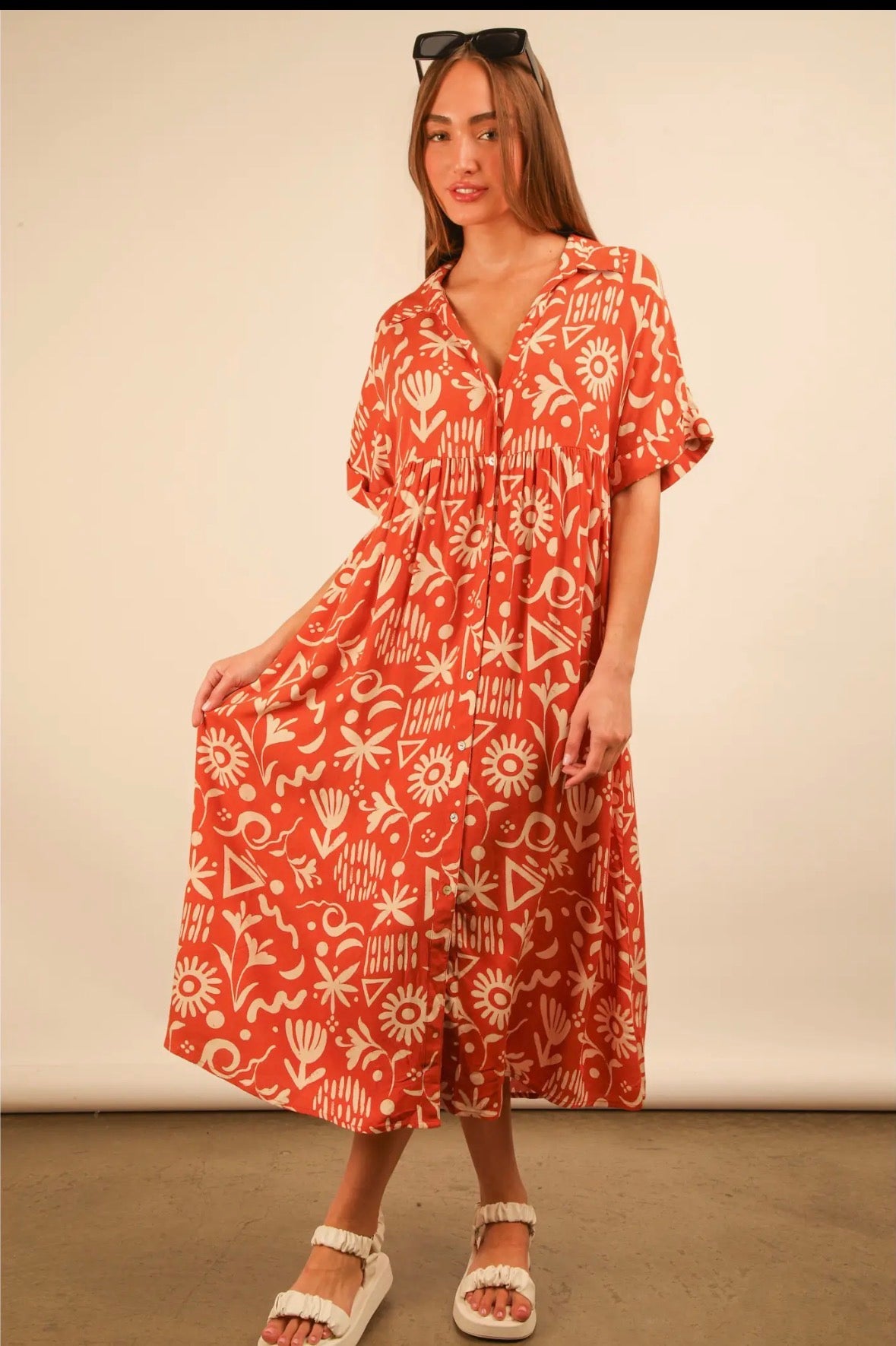 *Plus* Summer Breeze Oversized Shirt Midi Dress