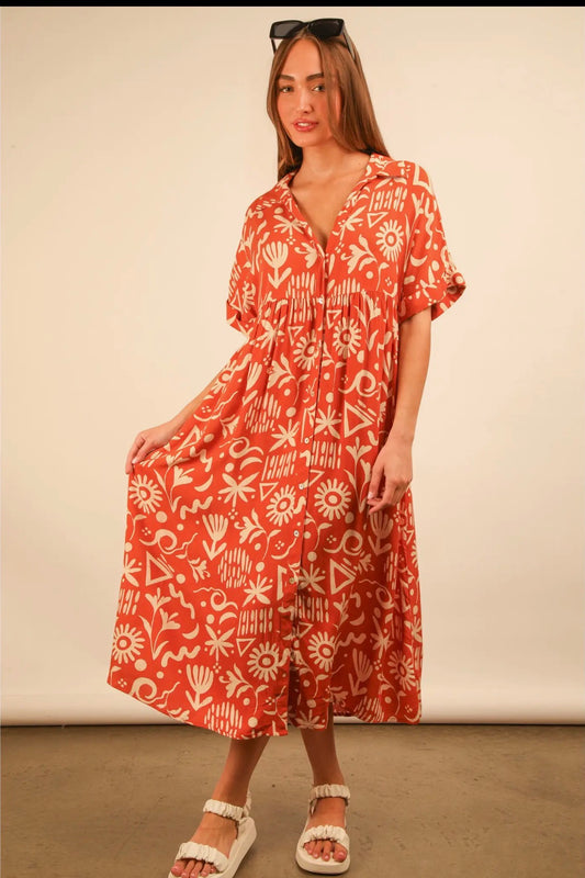 *Plus* Summer Breeze Oversized Shirt Midi Dress