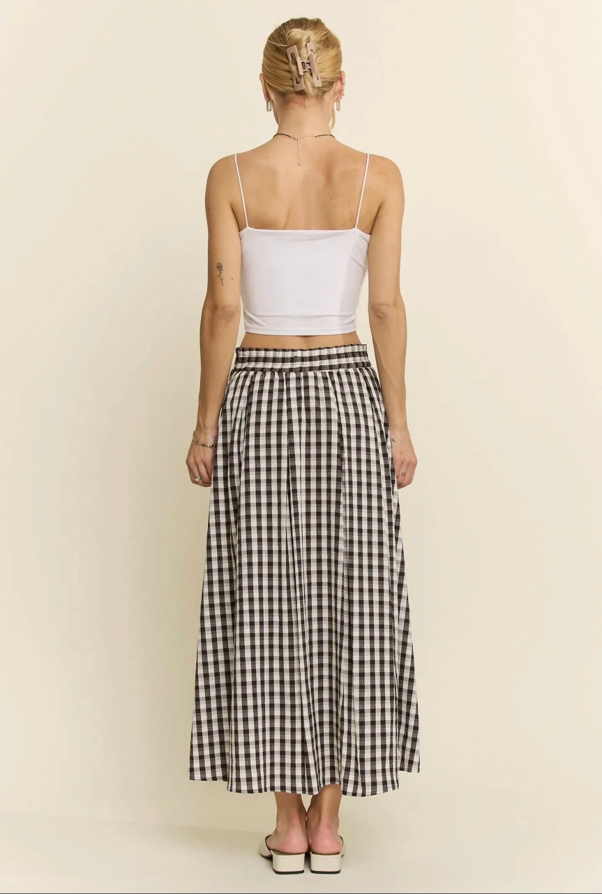 Plus gingham pleated midi skirt