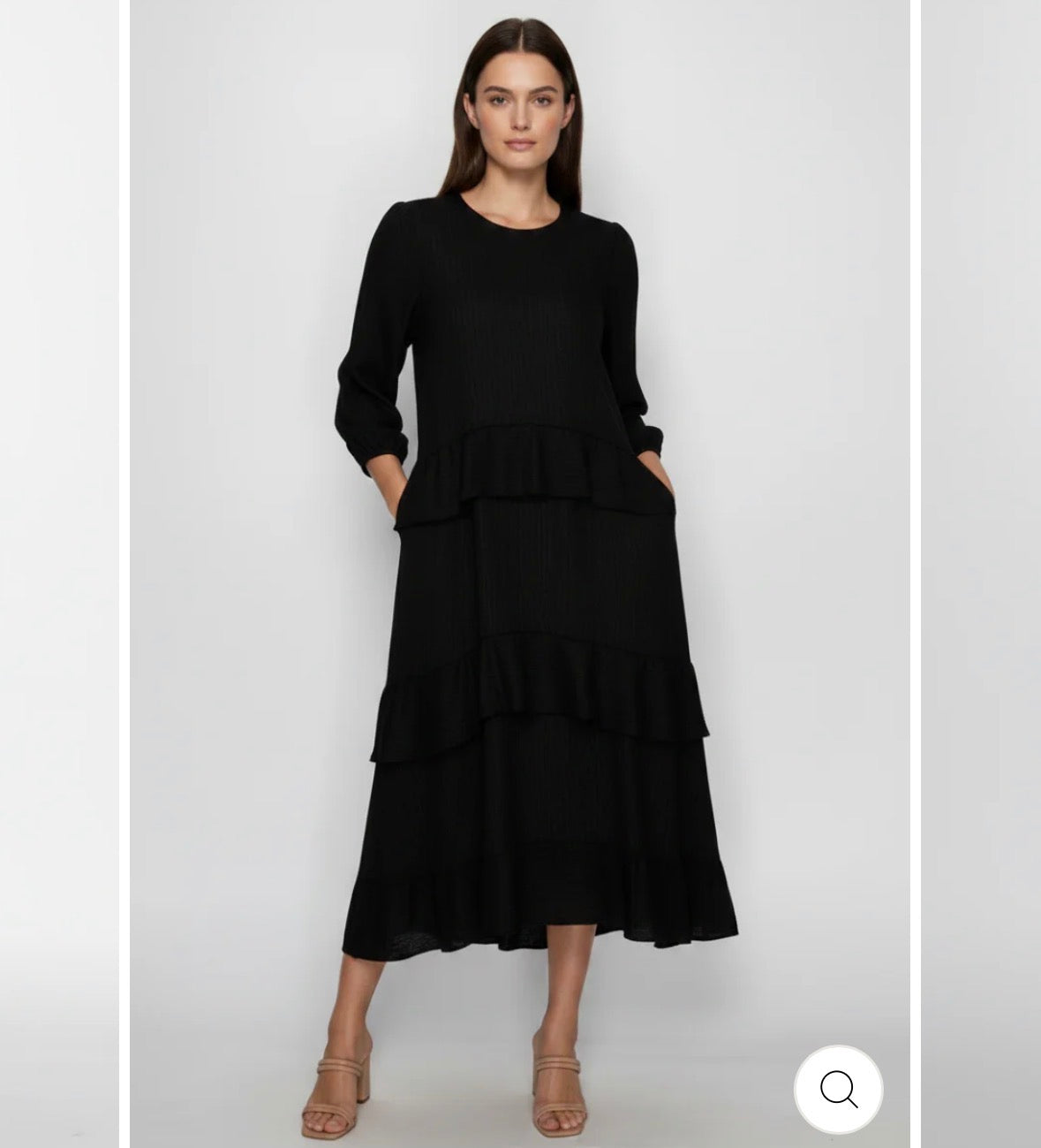 Round Neck Elegant Tiered Midi Dress