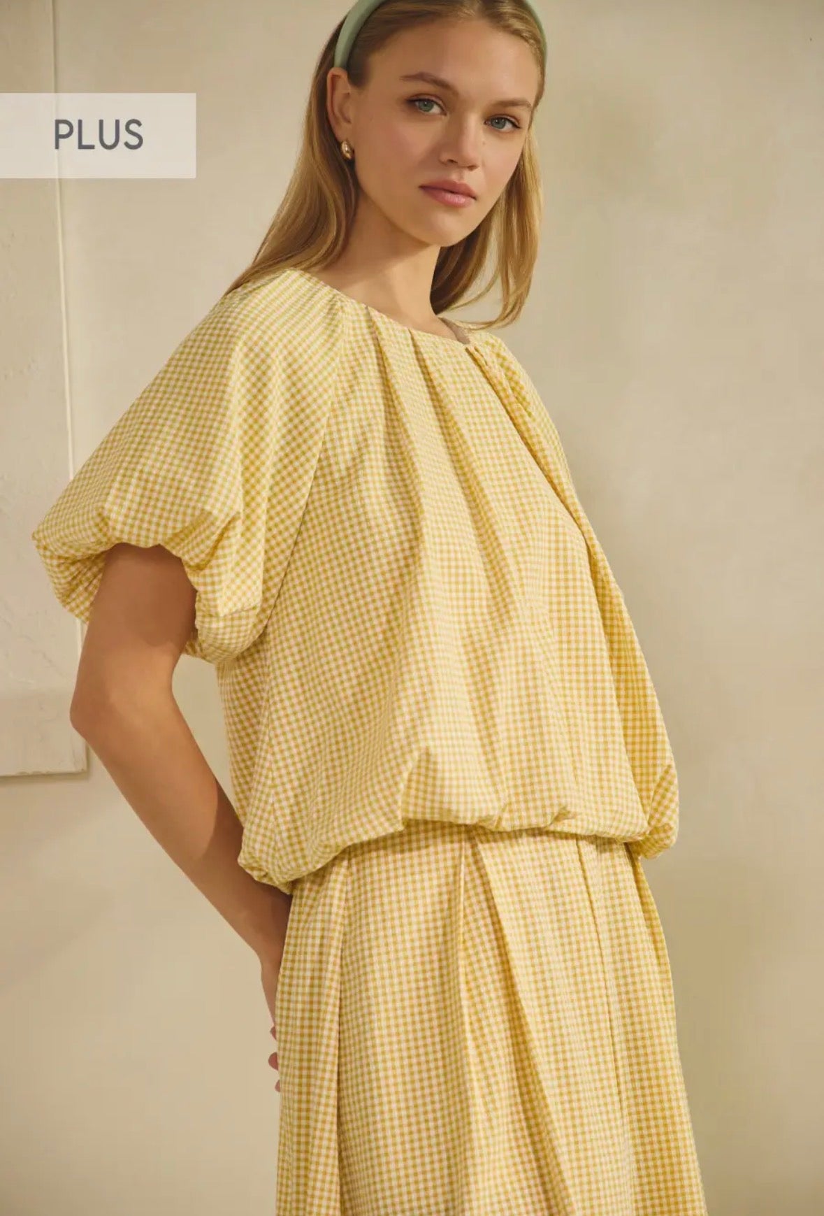 *Plus* Short Sleeve Gingham Matching Set