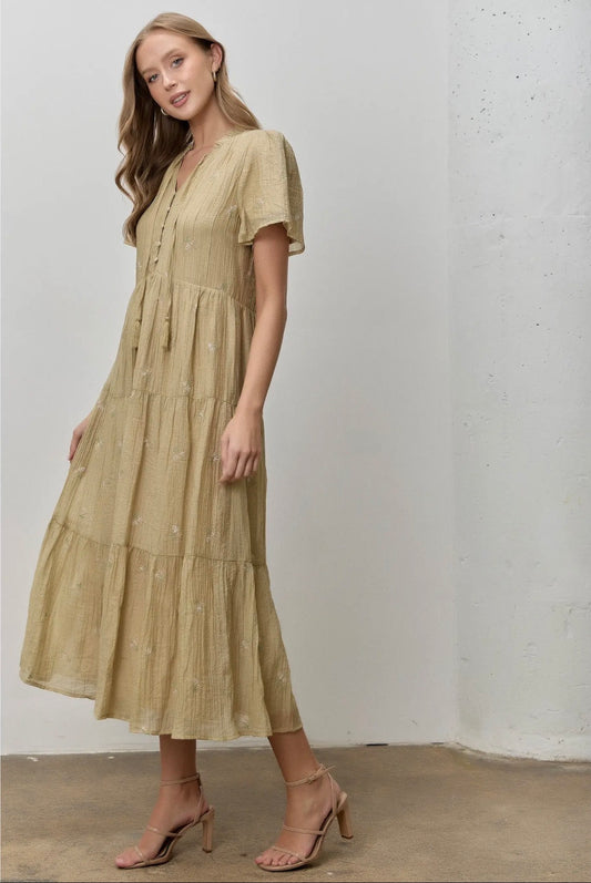 Embroidery Midi Dress
