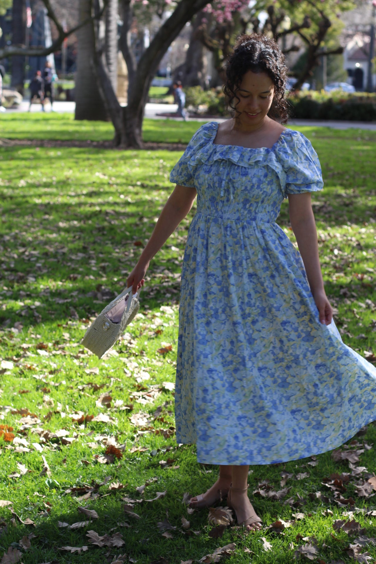 Floral Blue Midi Dress