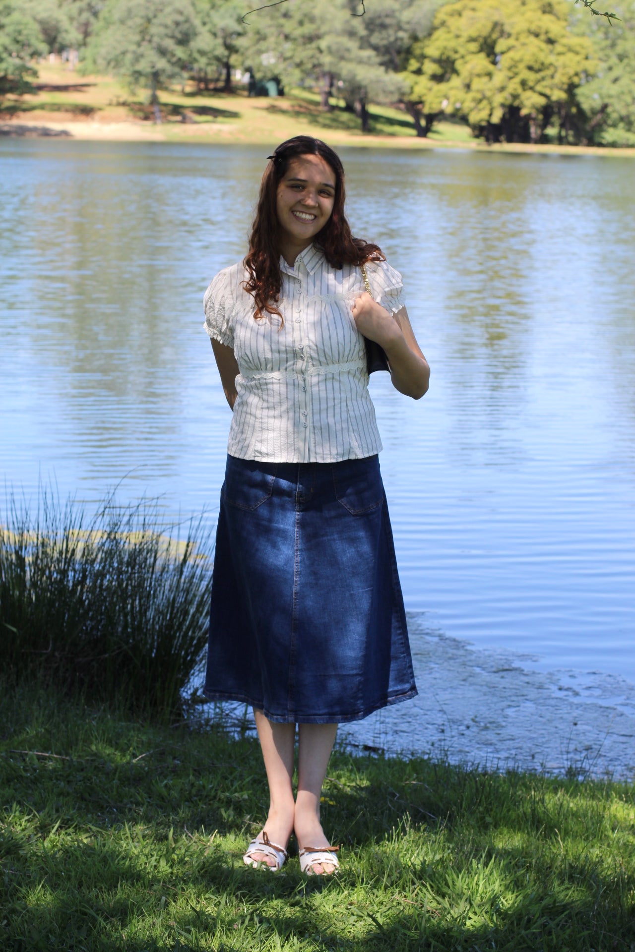 Flare Midi Denim Skirt