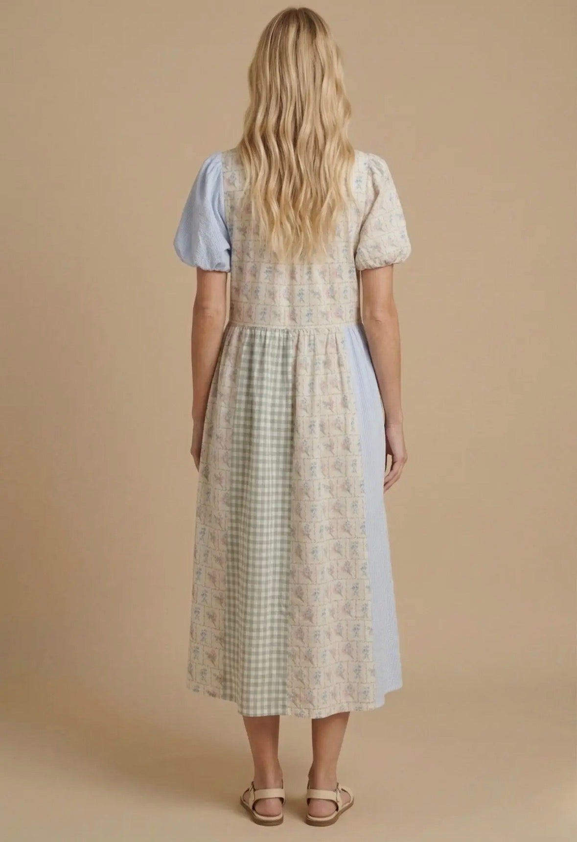 Meadow Patchwork Midi Dress