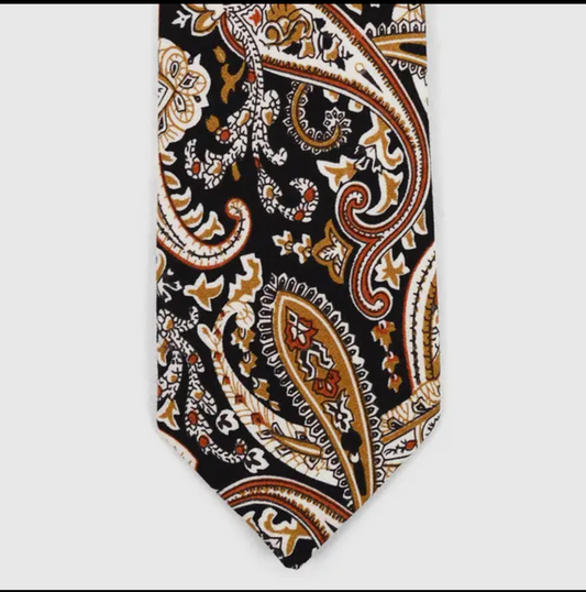 Paisley Black & Gold 2.50” Cotton Slim Tie