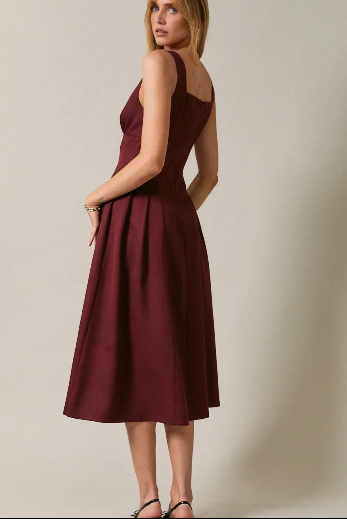 Sleeveless Drop Waist Fit & Flare Midi Dress
