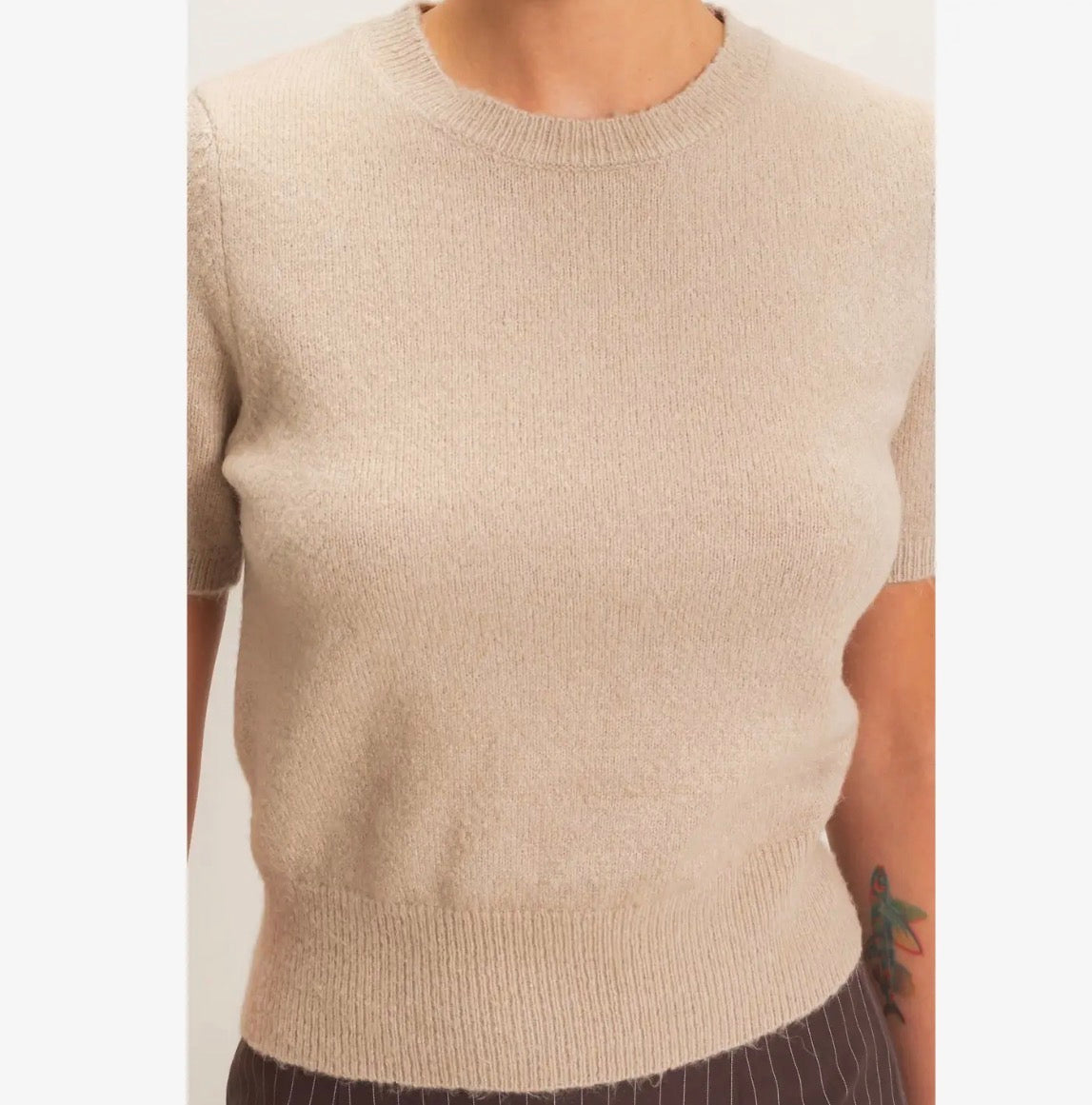Crew Neck Short Sleeve Knit Top