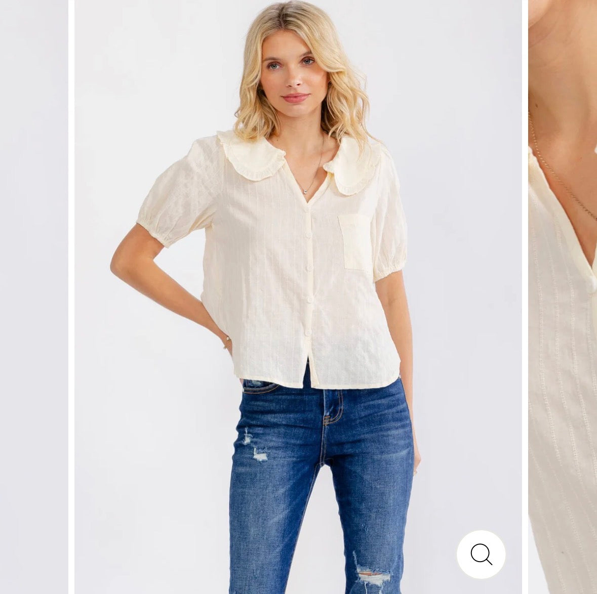 Button Up Front Pocket Stitched Detailed Blouse