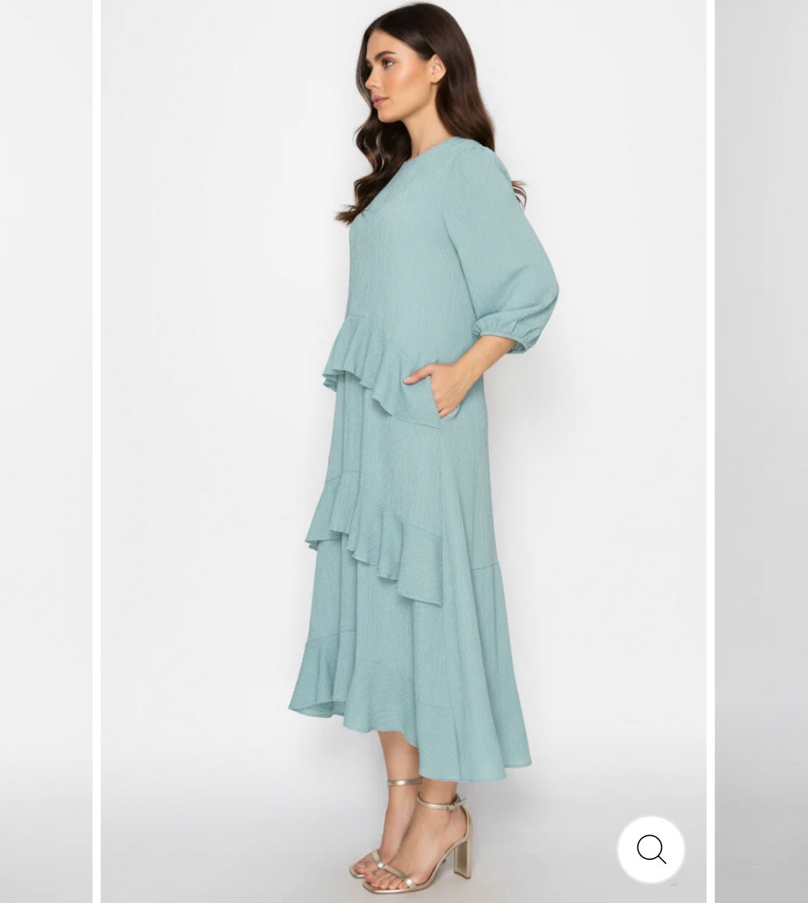 Round Neck Elegant Tiered Midi Dress