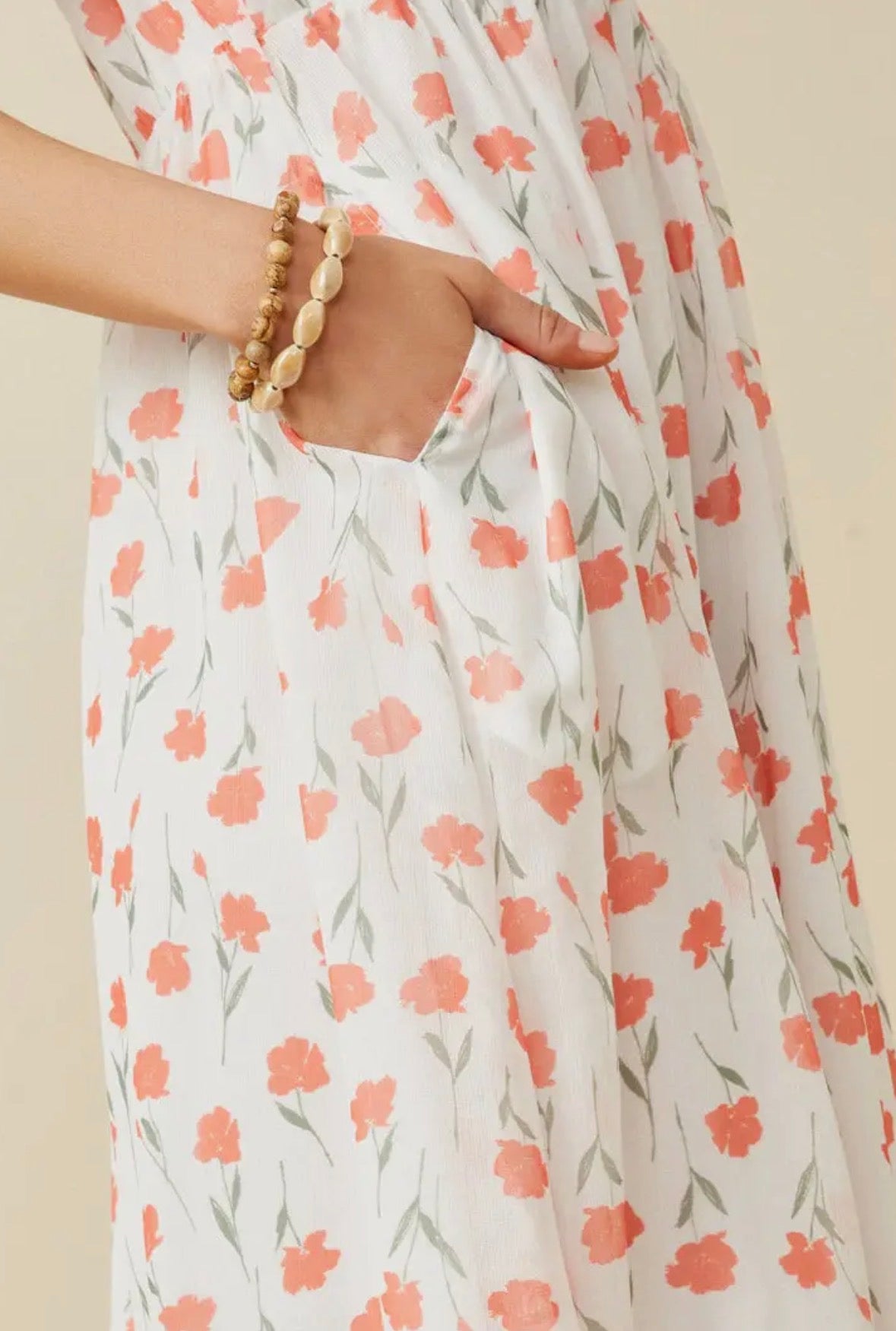 Tie Neck Floral Puff Sleeve Dress