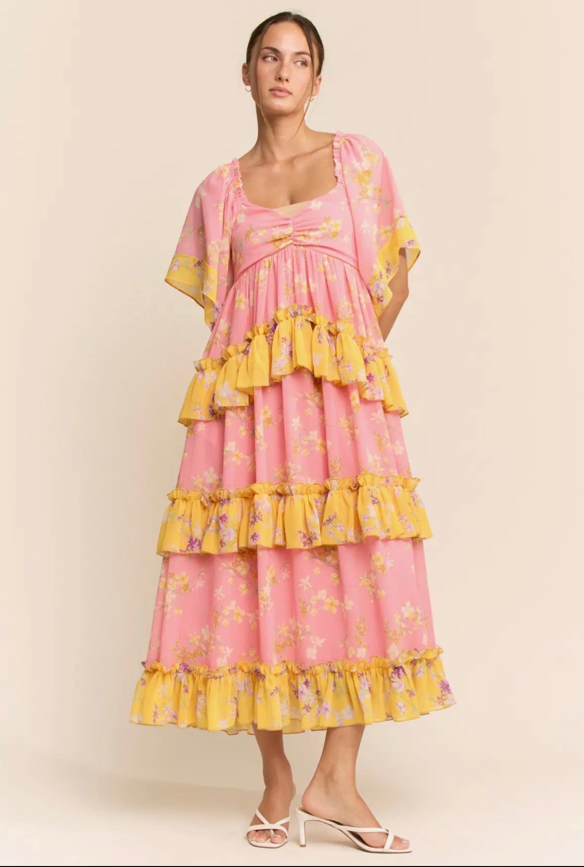 Flower Mixed Print Maxi Dress