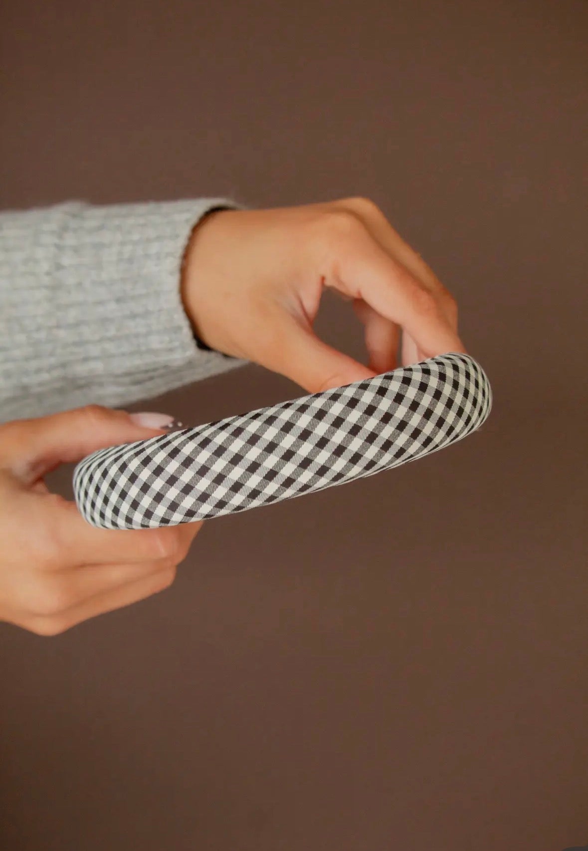 White & Black checked headband