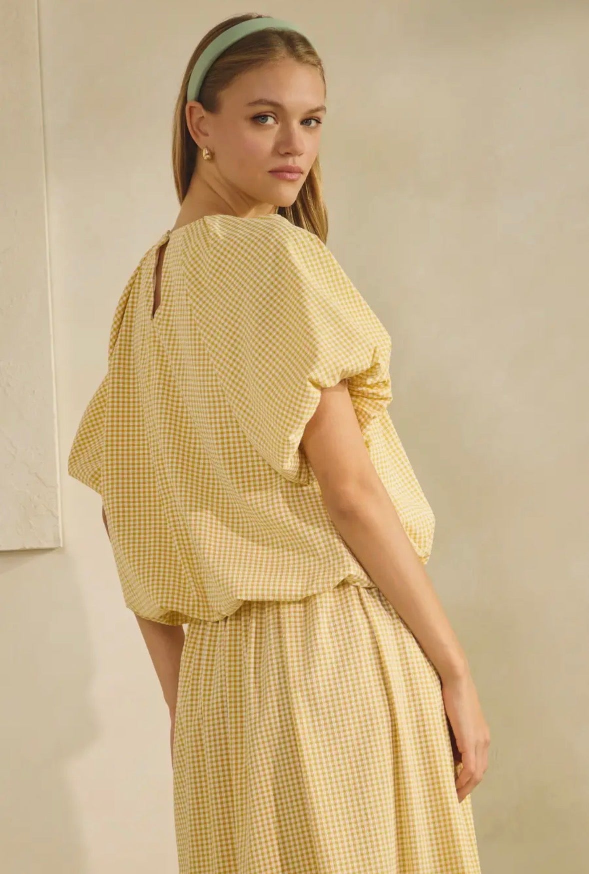 *Plus* Short Sleeve Gingham Matching Set