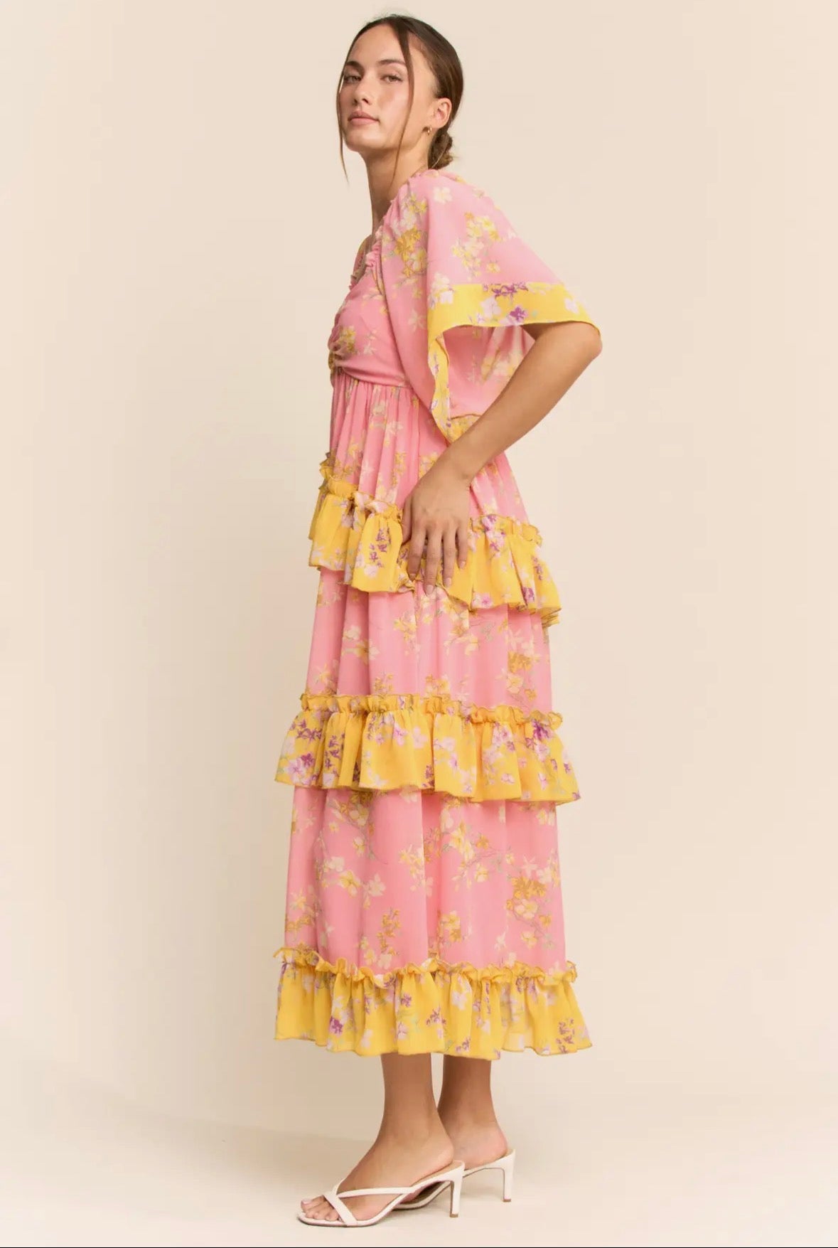 Flower Mixed Print Maxi Dress