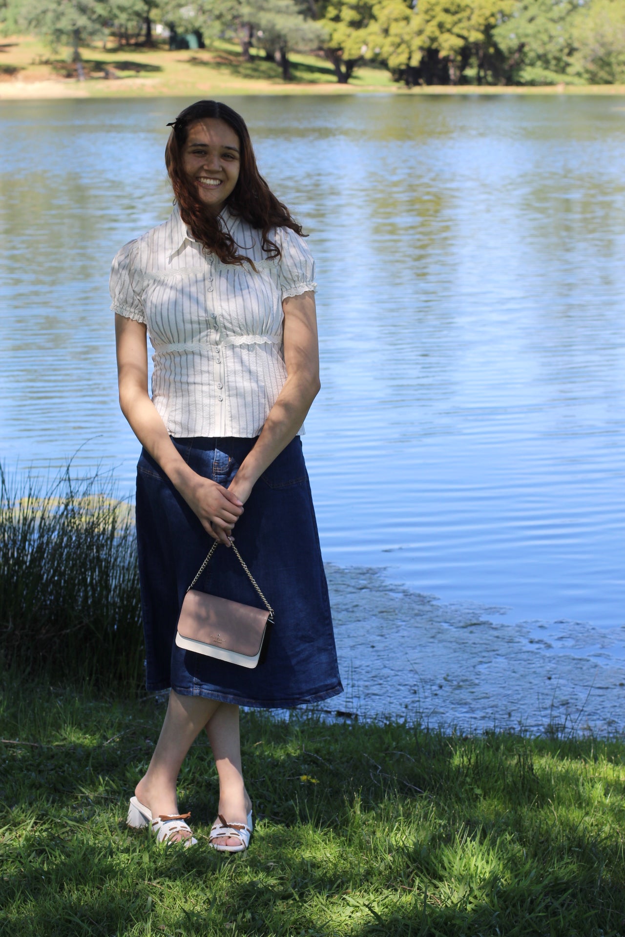 Flare Midi Denim Skirt