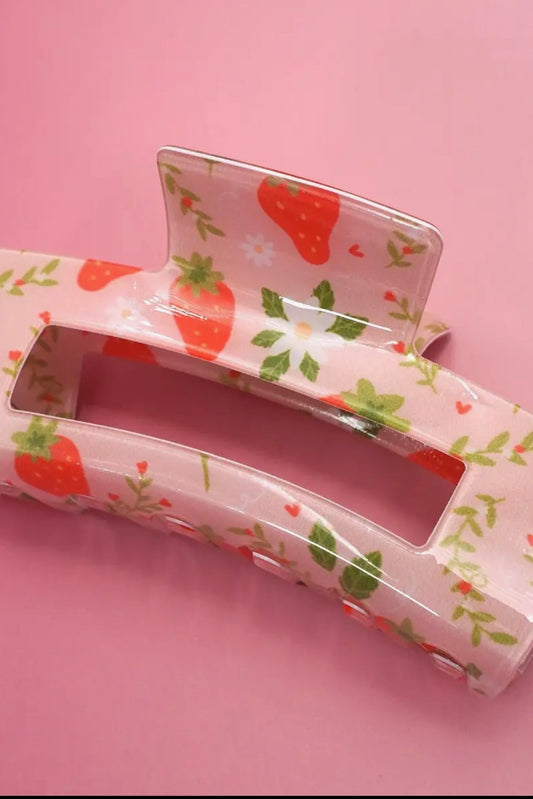 Jumbo Strawberry Cottage-core Hair Claw