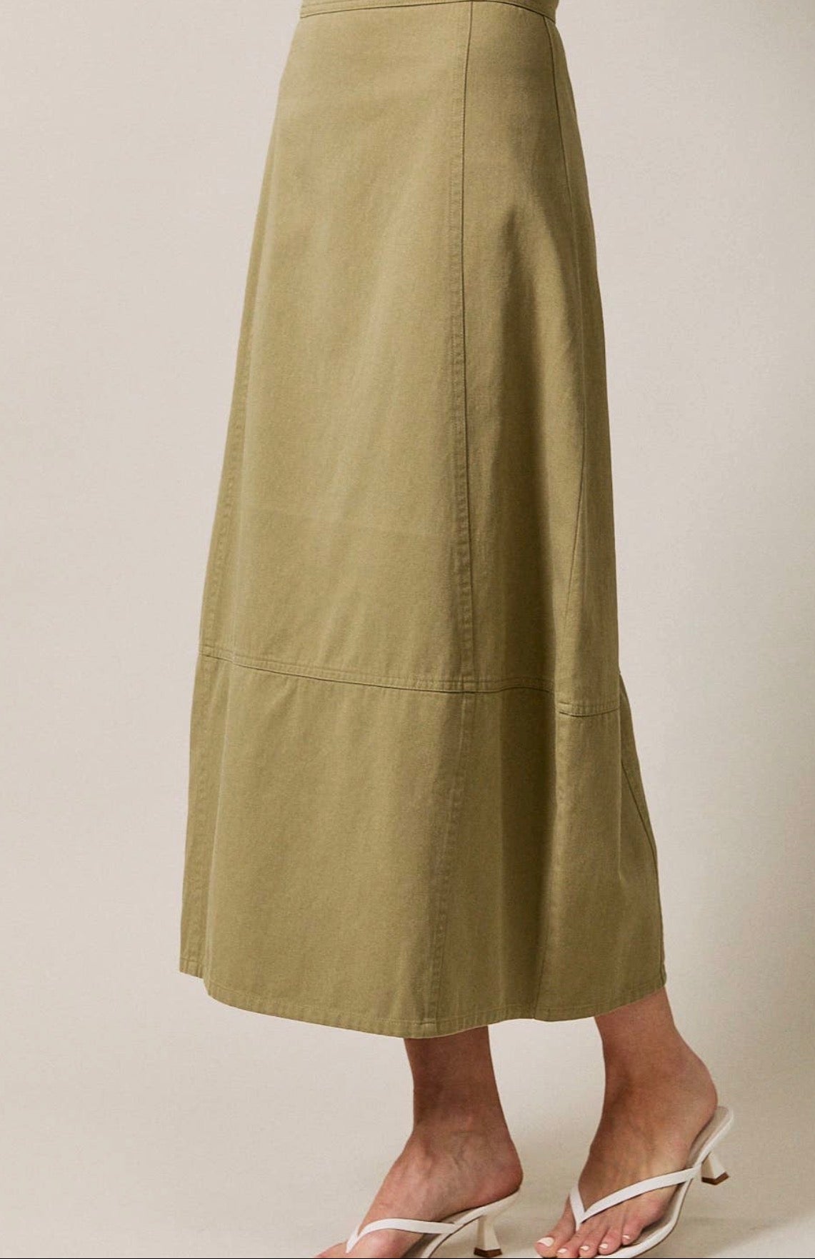 Barrel Twill Midi Skirt