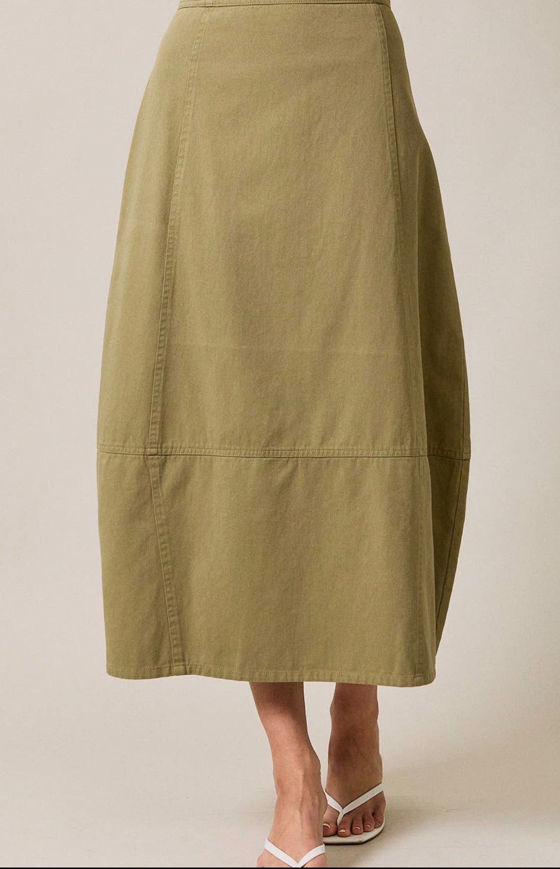 Barrel Twill Midi Skirt