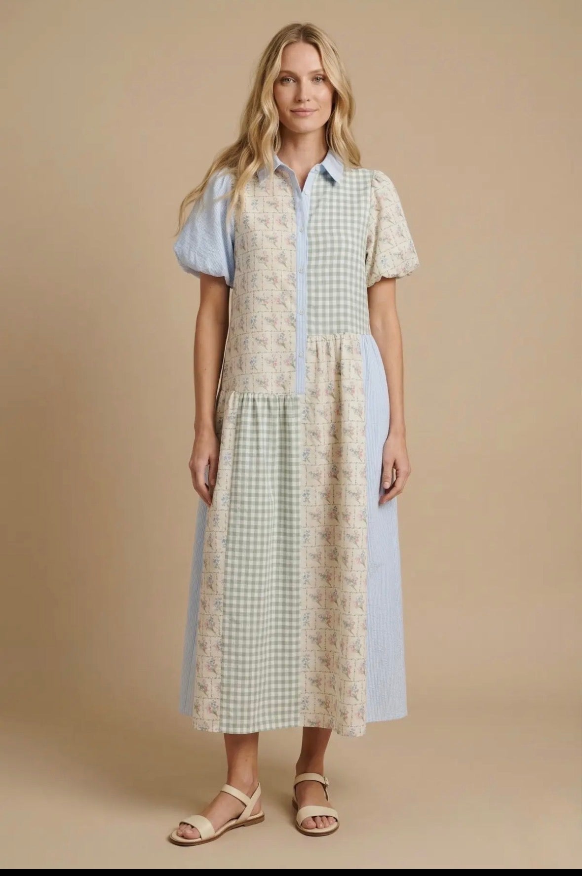 Meadow Patchwork Midi Dress