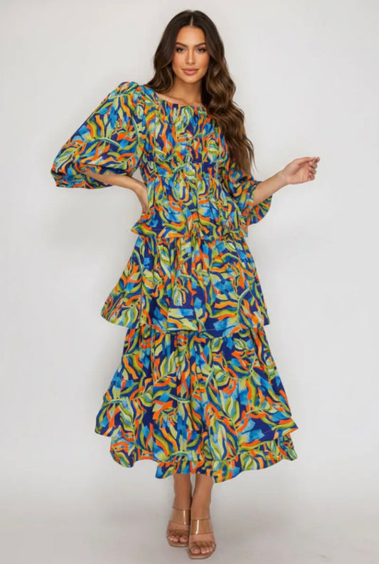 Round Neck Ruffle Midi Dress *Pre Order*
