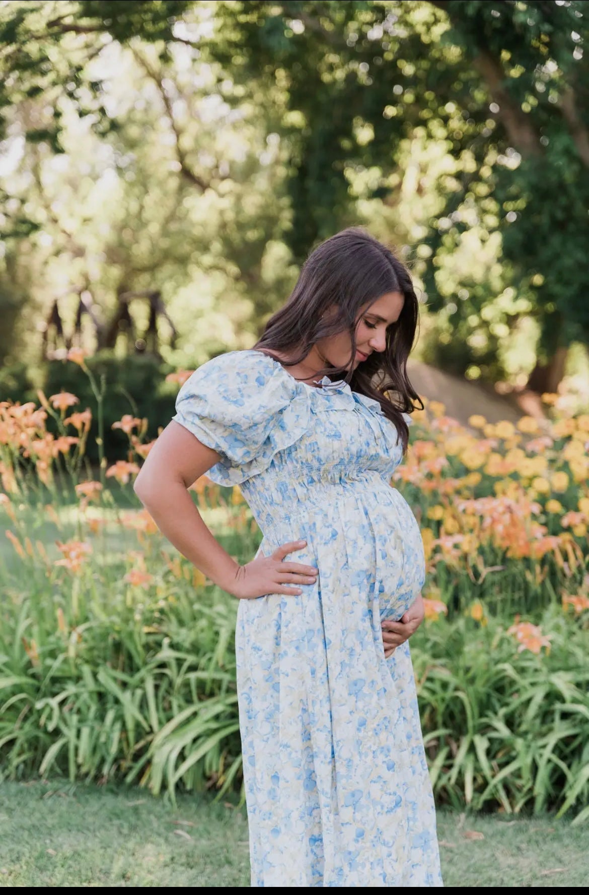 Floral Blue Midi Dress