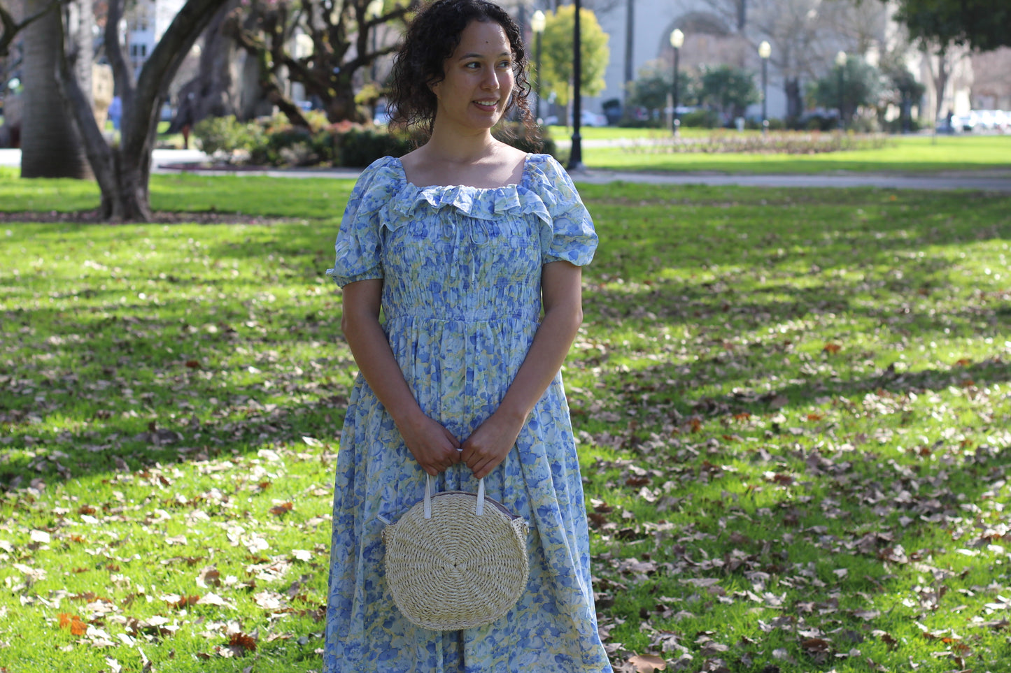 Floral Blue Midi Dress