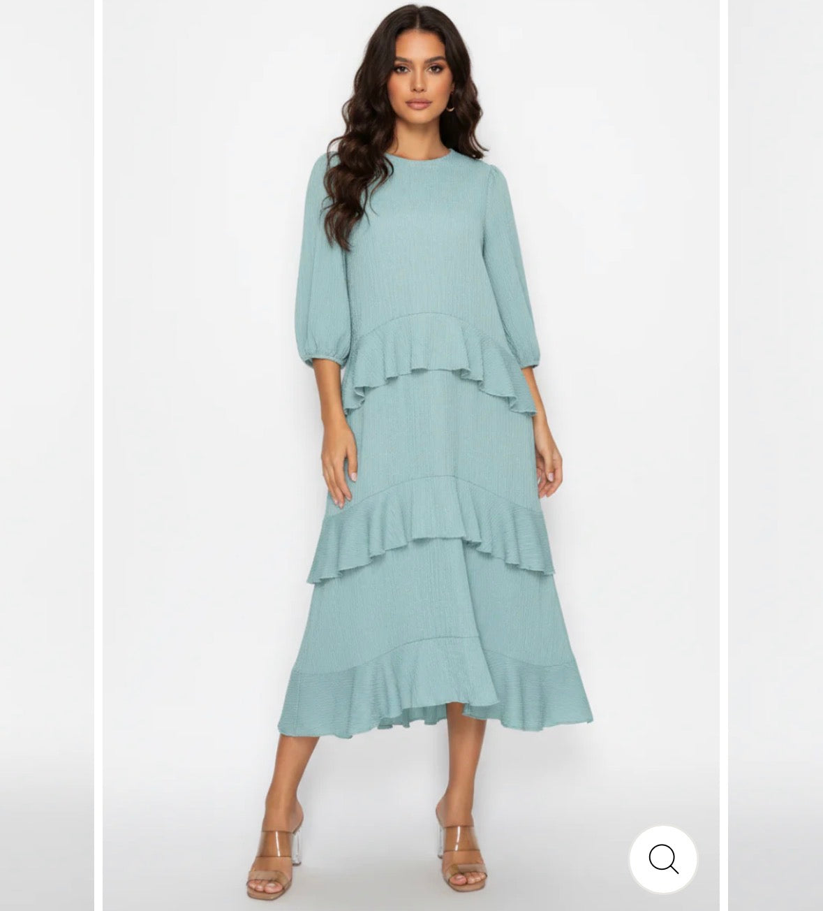 Round Neck Elegant Tiered Midi Dress
