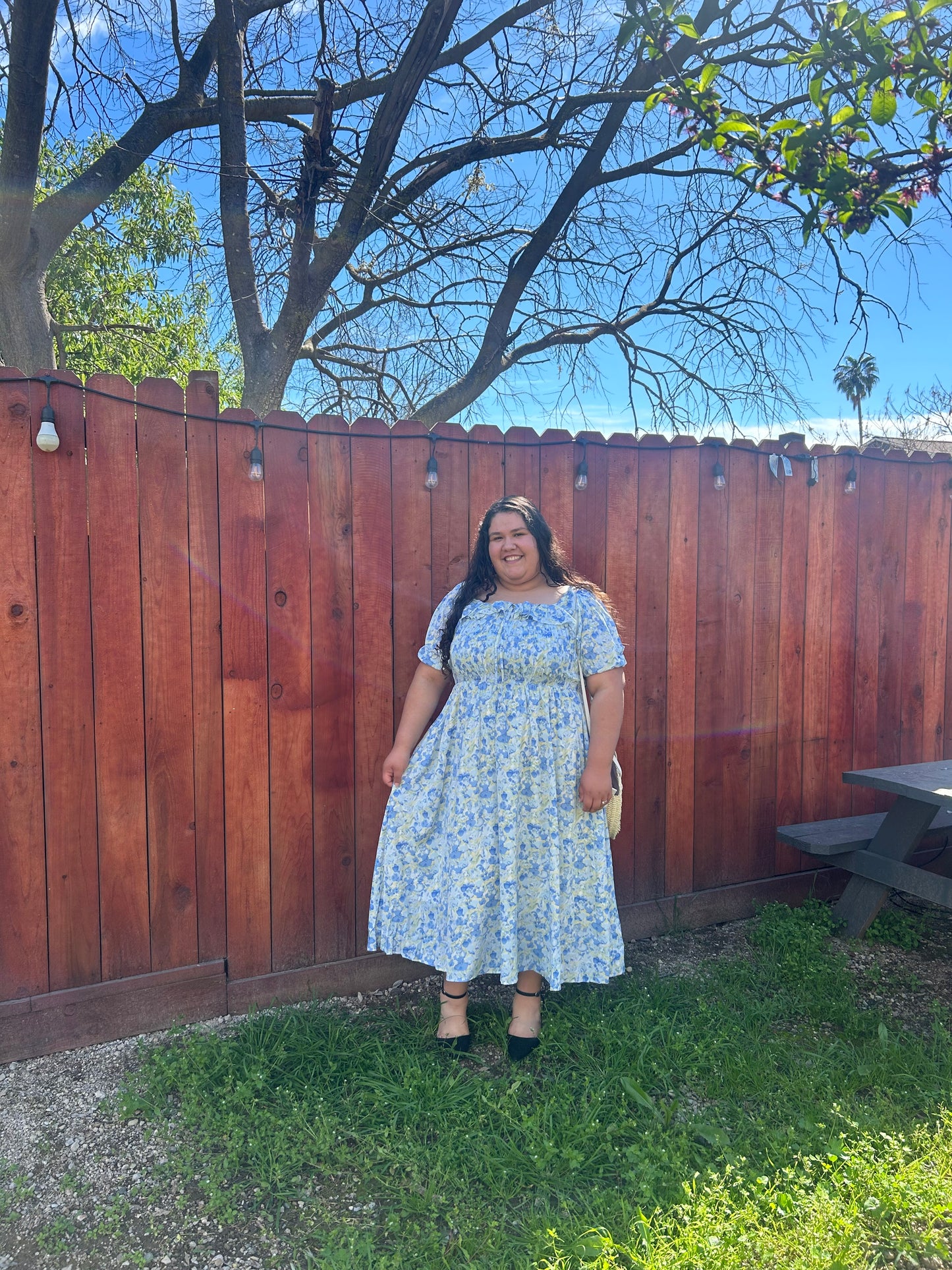 Floral Blue Midi Dress