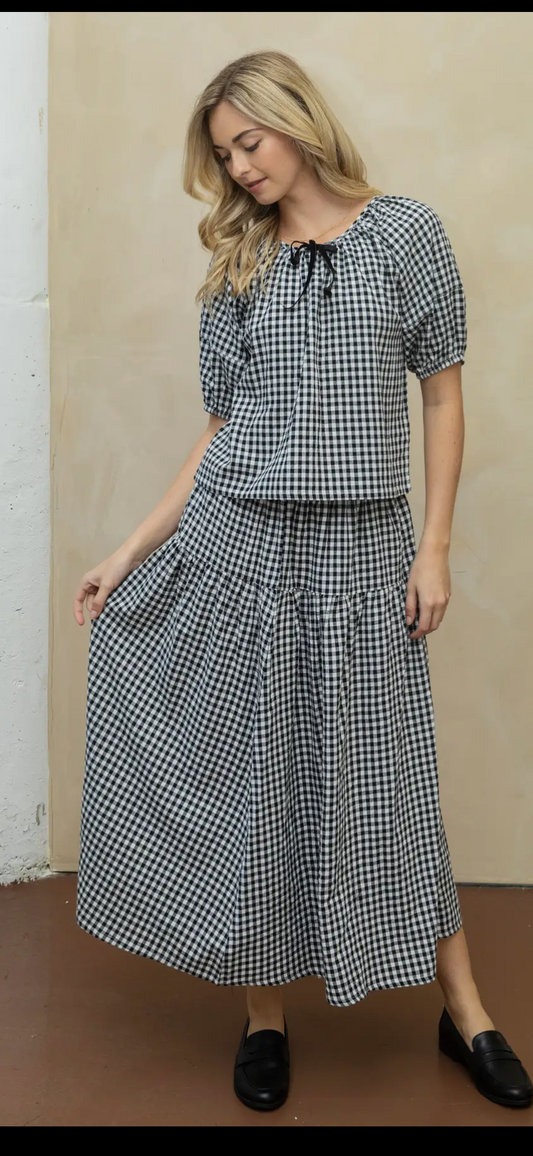 Gingham Top & Skirt Set
