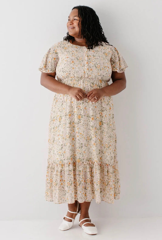 Flutter Sleeve Garden Floral Maxi Dress