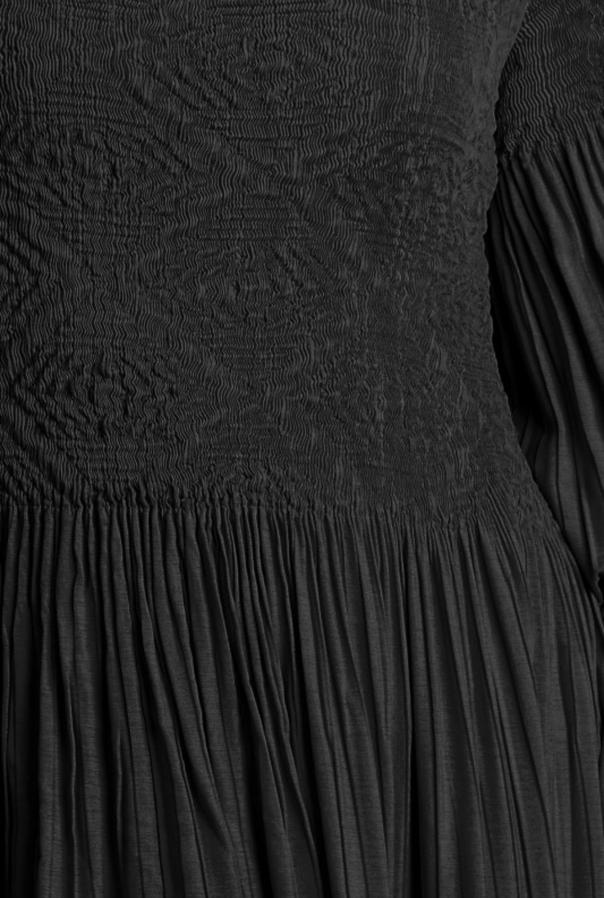 Embellished Pleat & Smocked Detail Midi Dress