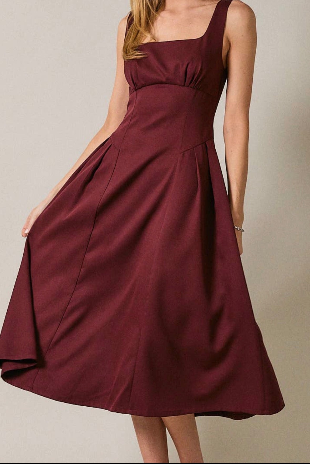 Sleeveless Drop Waist Fit & Flare Midi Dress