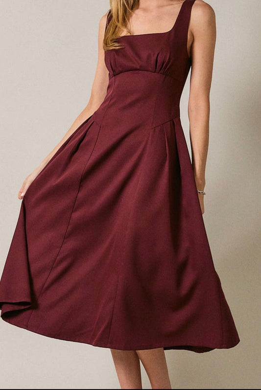 Sleeveless Drop Waist Fit & Flare Midi Dress
